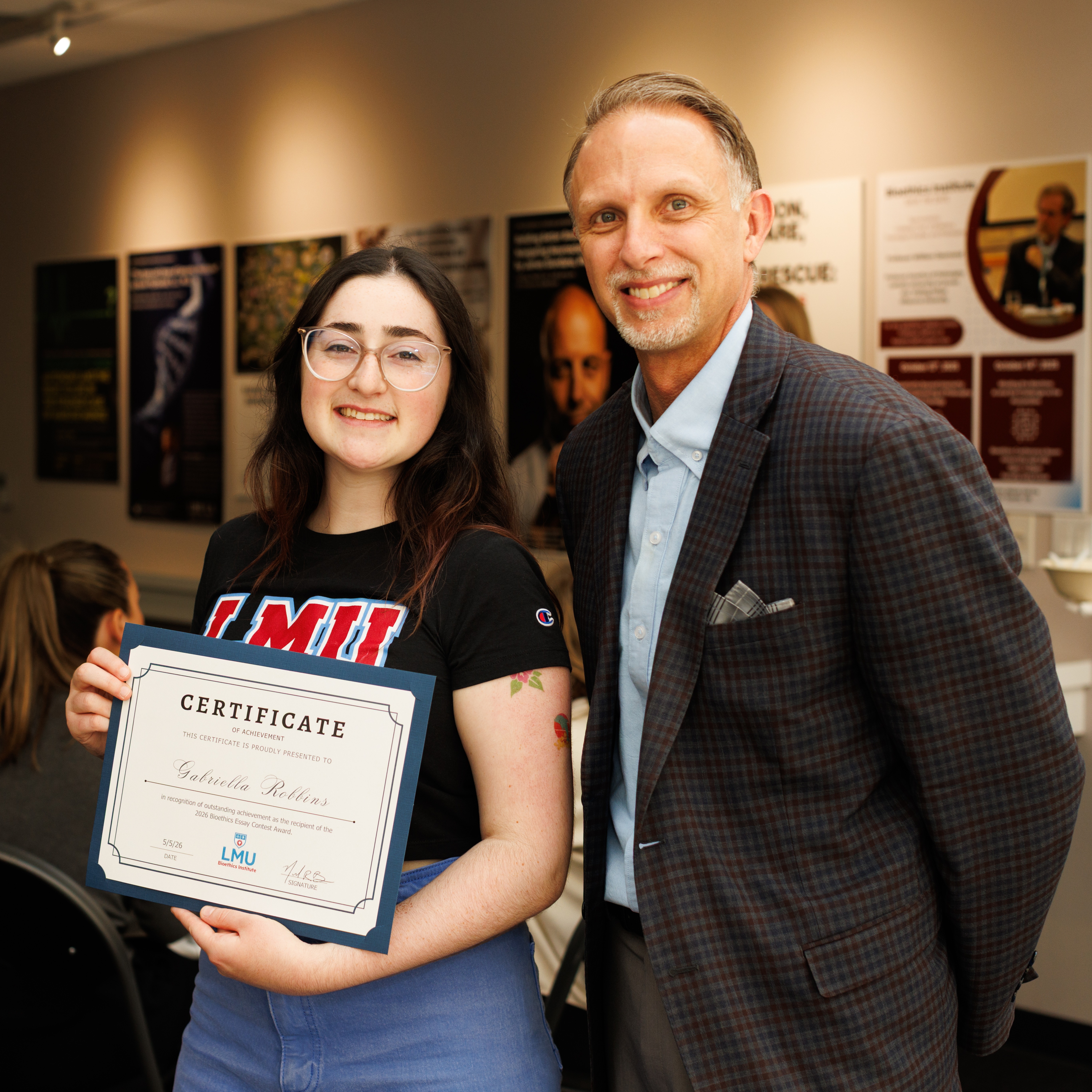 Gabriella Robbins, Bioethics Contest Winner With Professor Nicholas Brown